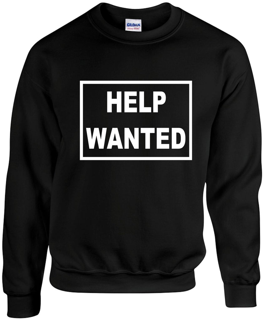 help wanted unisex crewneck sweatshirt black signature outlet novelty 