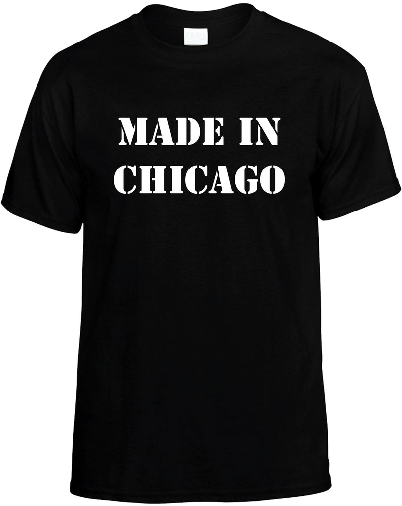 made in chicago mens funny t-shirt black