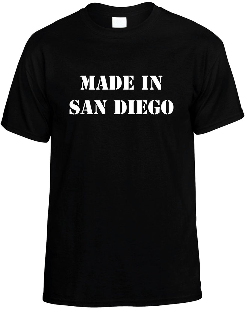 made in san diego mens funny t-shirt black