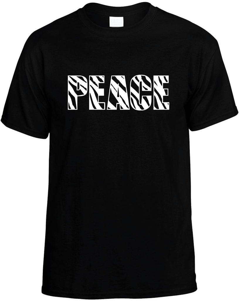 peace zebra print mens funny t-shirt black