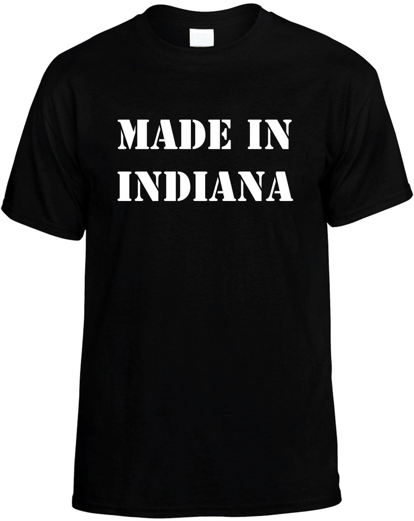 made in indiana mens funny t-shirt black