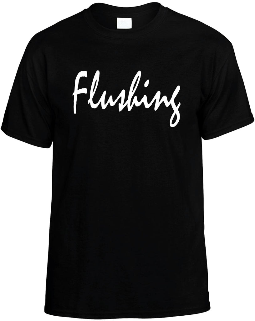 flushing new york mens funny t-shirt black