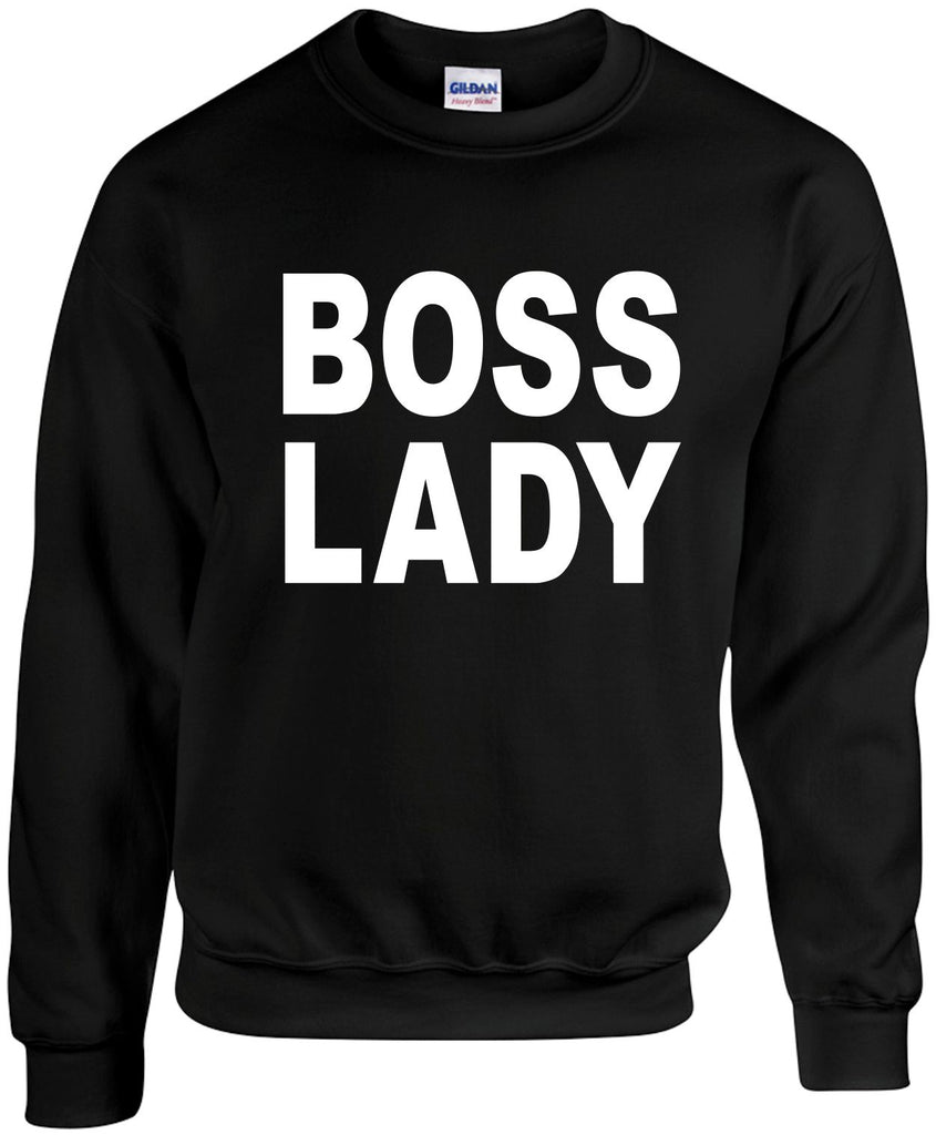 boss lady unisex crewneck sweatshirt black signature outlet novelty 