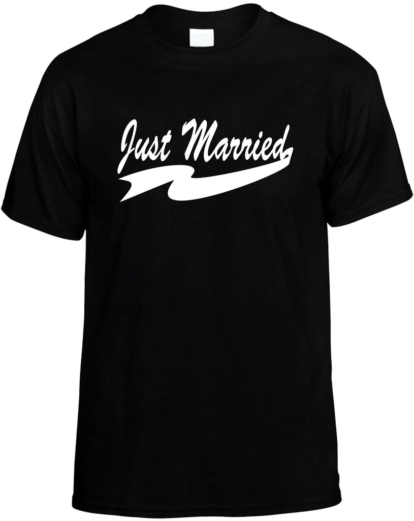 just married mens funny t-shirt black