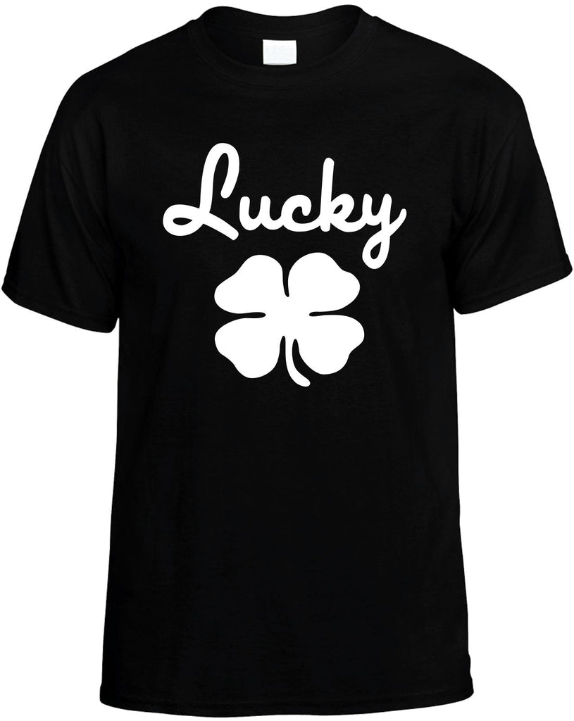 lucky clover clover shamrock mens funny t-shirt black