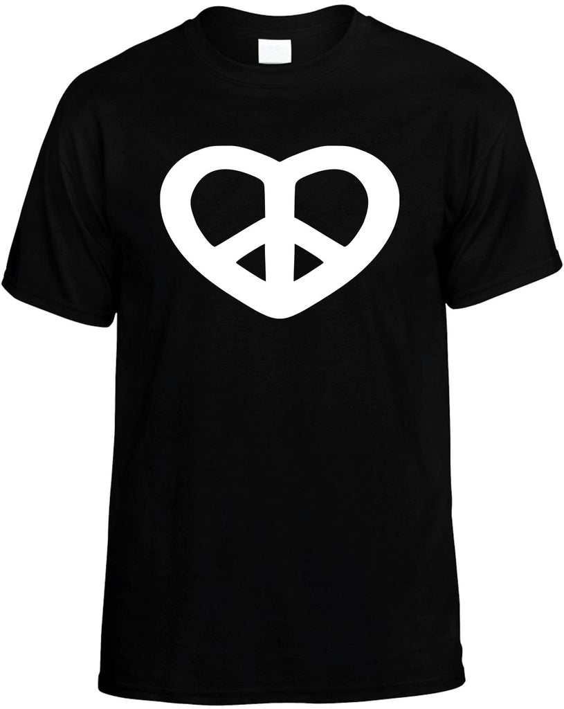 peace heart mens funny t-shirt black