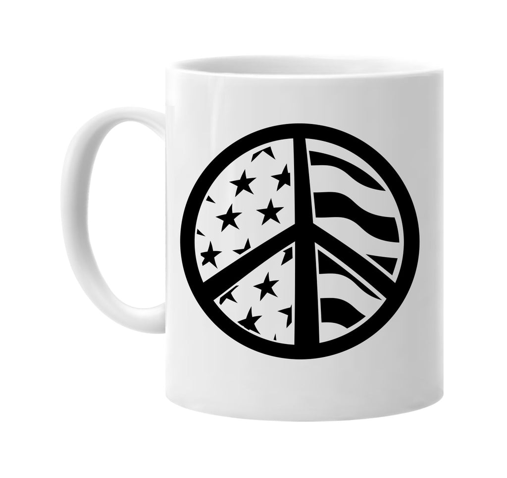 american flag peace sign signature outlet novelty coffee cup mug graphic gift ideas gifts for the family mom dad