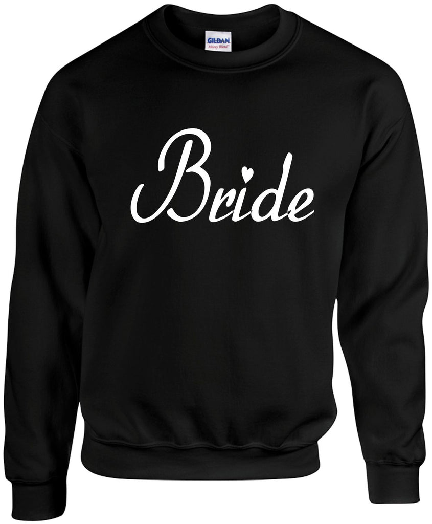 bride with heart bridal party unisex crewneck sweatshirt black signature outlet novelty 