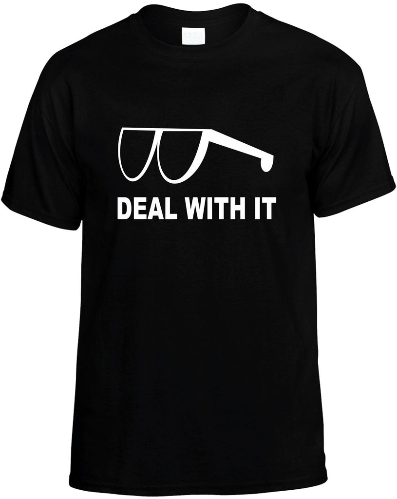 deal with it retro mens funny t-shirt black