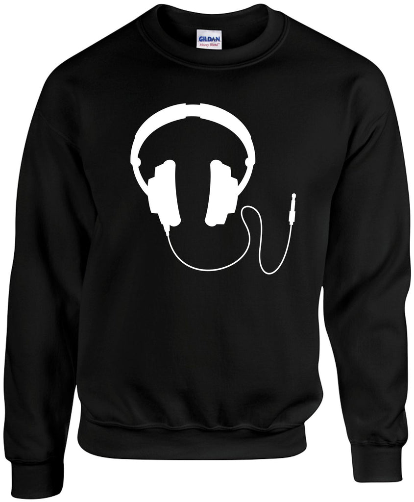 retro headphones unisex crewneck sweatshirt black signature outlet novelty 