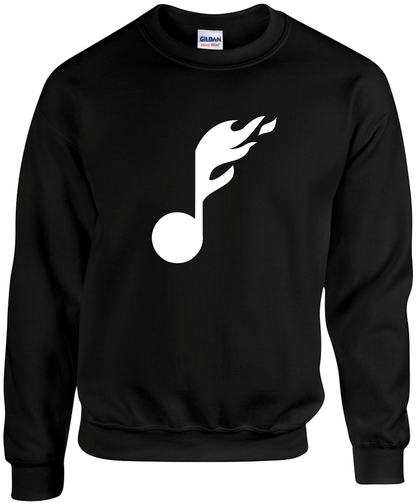 music note flaming eight-quarter unisex crewneck sweatshirt black signature outlet novelty 