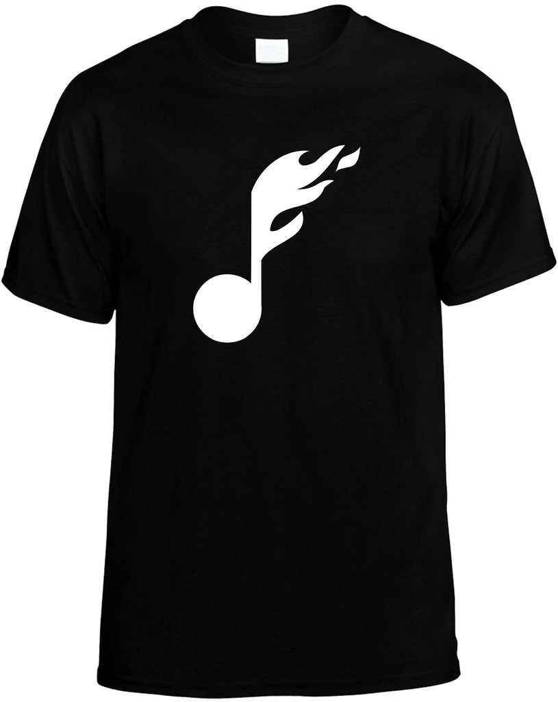 music note flaming eight-quarter mens funny t-shirt black