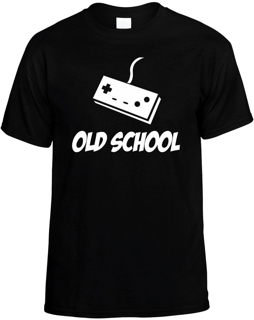 old school with controller mens funny t-shirt black