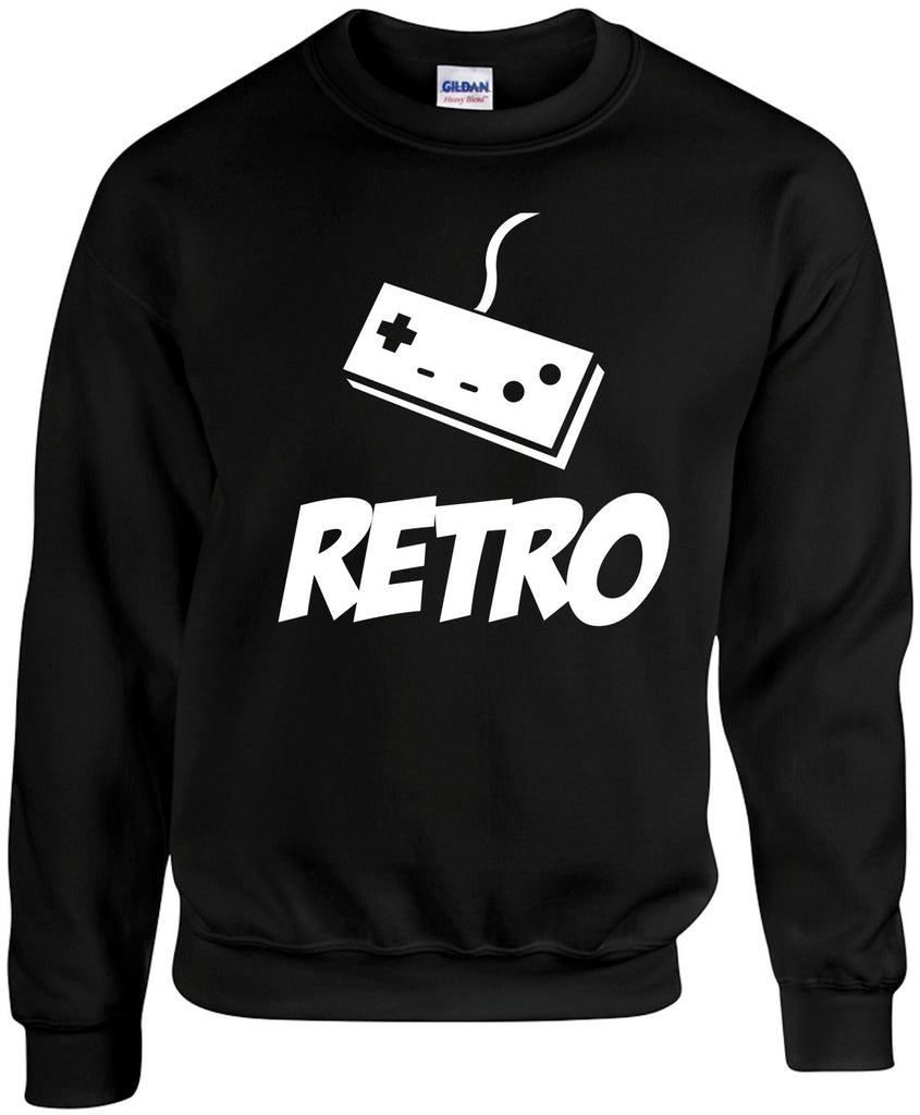 retro with gaming controller unisex crewneck sweatshirt black signature outlet novelty 