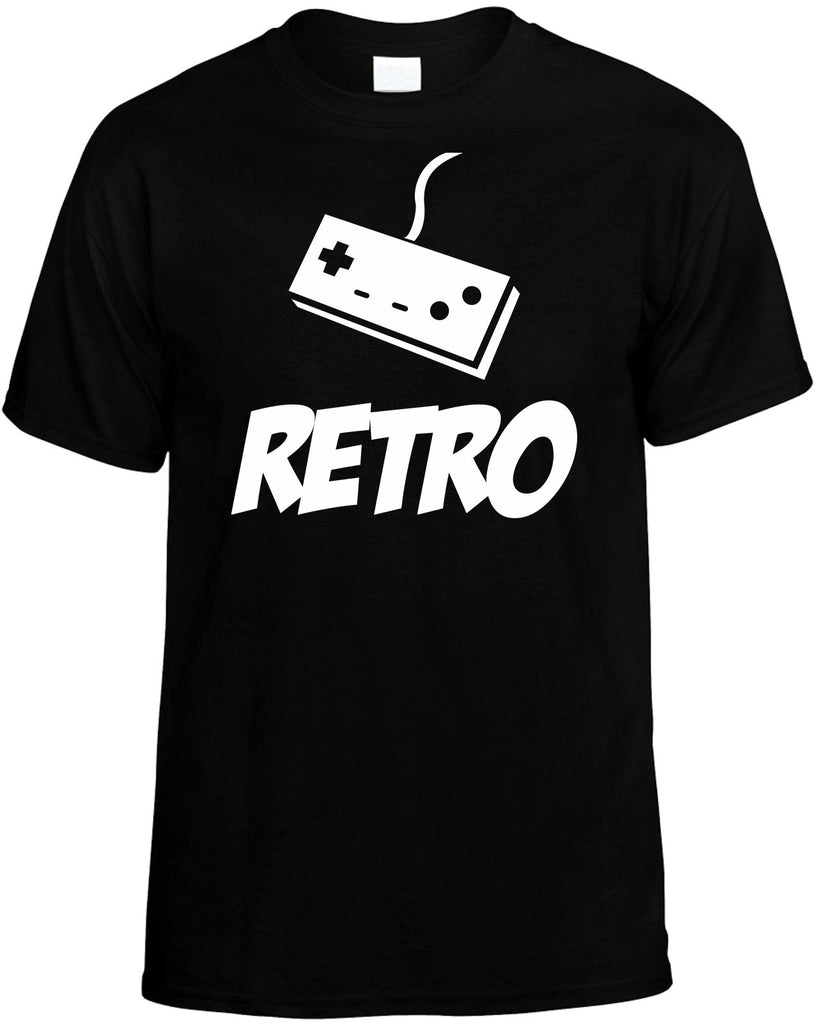 retro with gaming controller mens funny t-shirt black