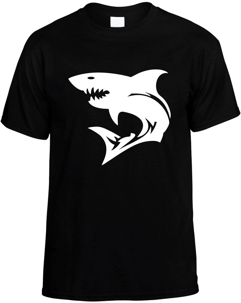 shark fishing mens funny t-shirt black