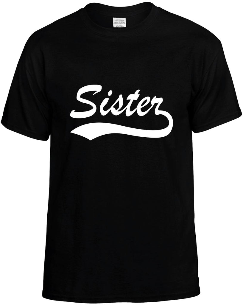 sister baseball font family mens funny t-shirt black