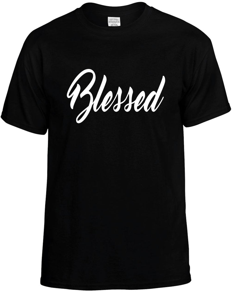 blessed new font religious god mens funny t-shirt black