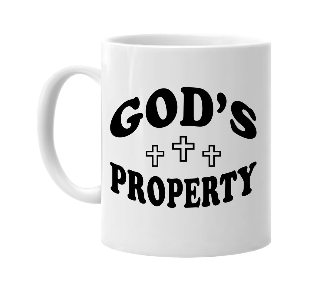 gods property with three crosses signature outlet novelty coffee cup mug graphic gift ideas gifts for the family mom dad