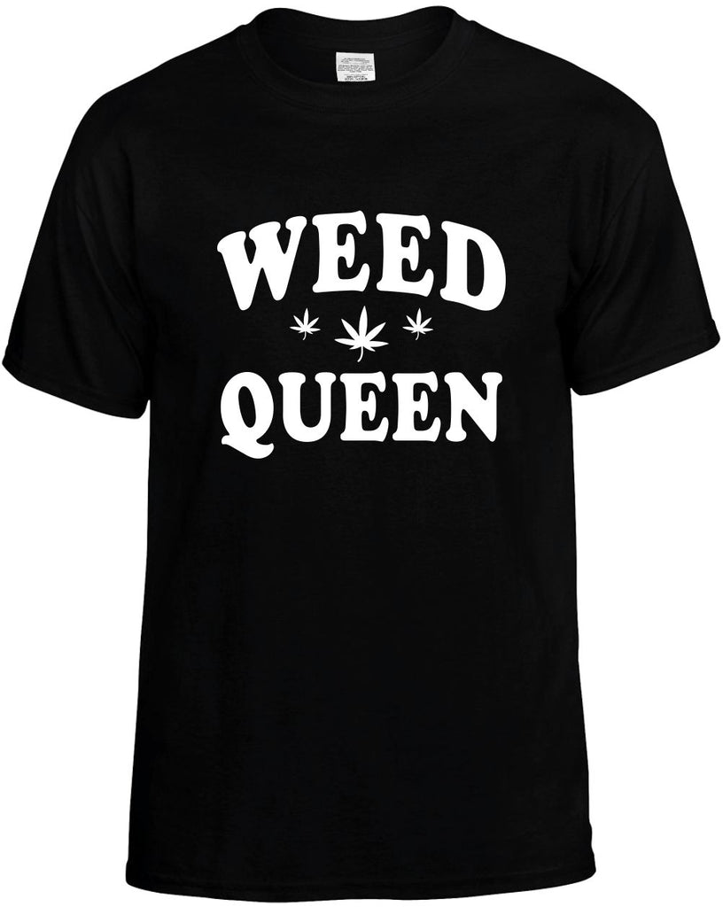 weed queen with pot weed leaf mens funny t-shirt black