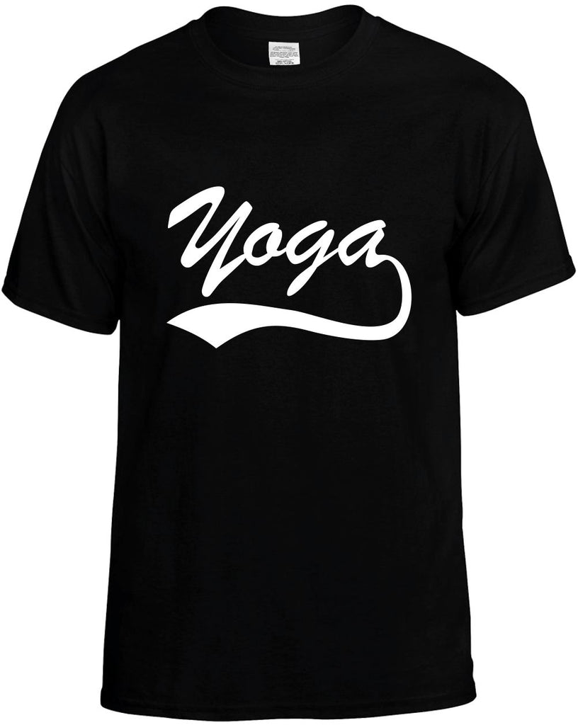 yoga baseball font workout fit mens funny t-shirt black