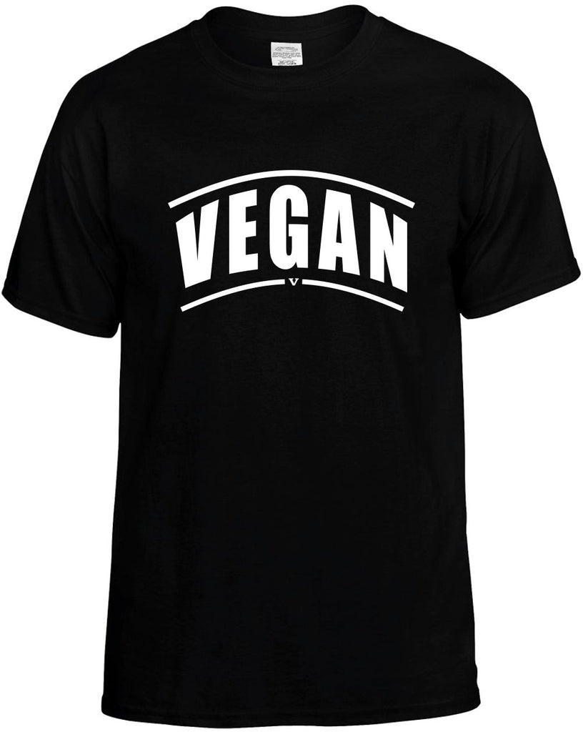 vegan curved with v vegetarian mens funny t-shirt black