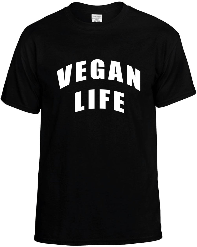 vegan life curved vegetarian mens funny t-shirt black