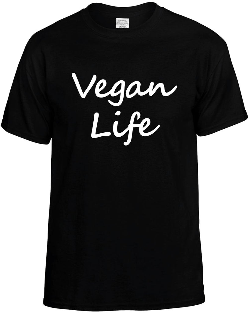 vegan life cursive food health mens funny t-shirt black