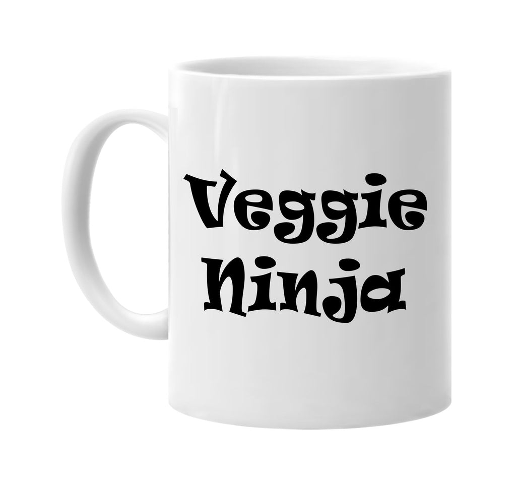 veggie ninja vegan vegetarian signature outlet novelty coffee cup mug graphic gift ideas gifts for the family mom dad