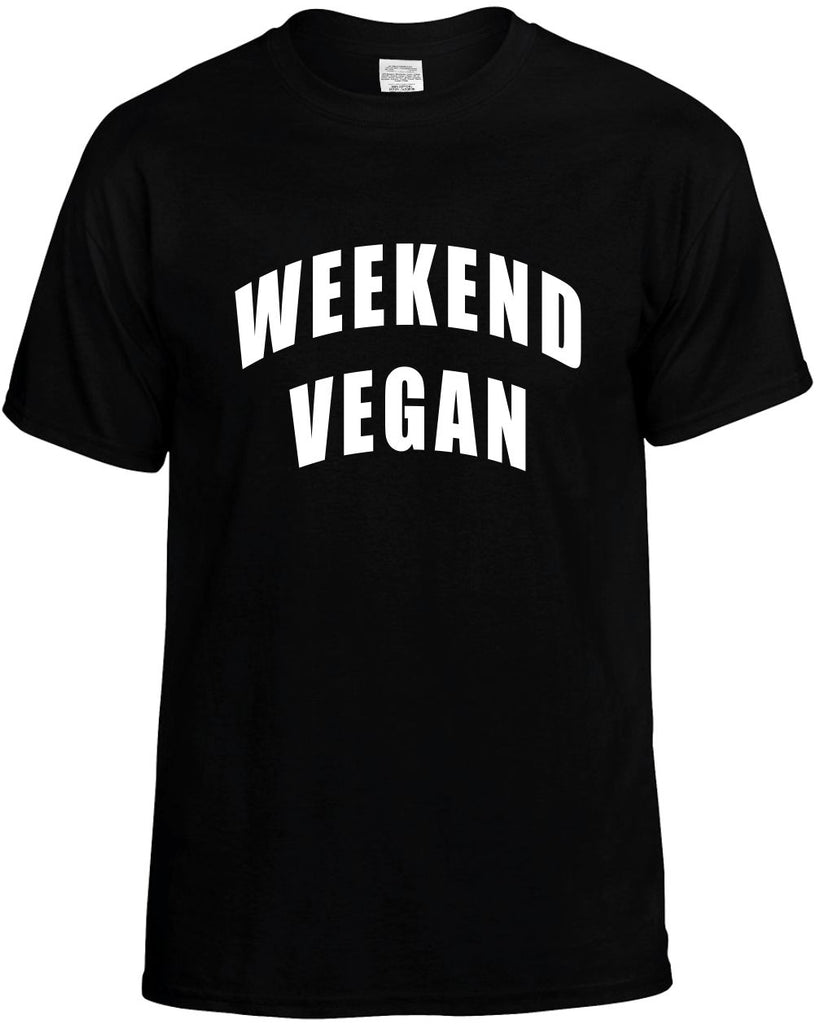 weekend vegan vegetarian health mens funny t-shirt black