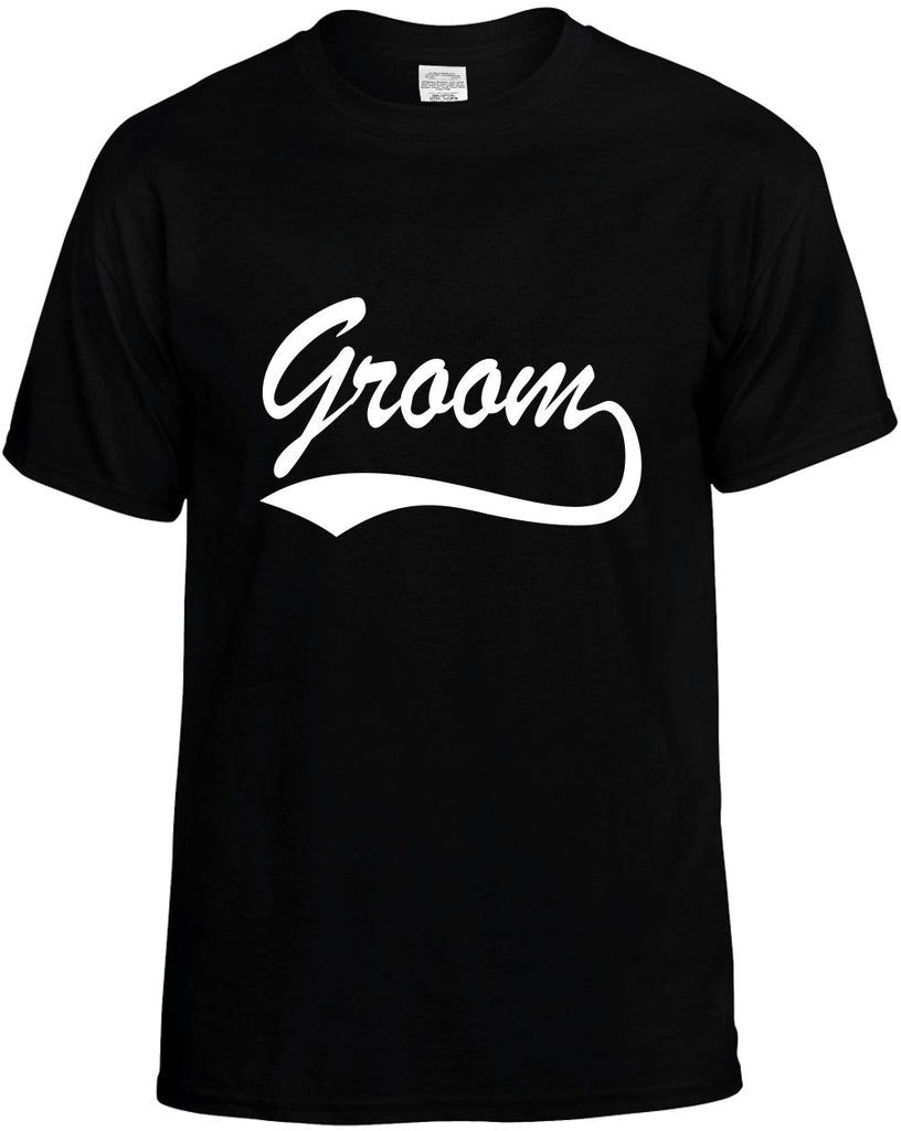 groom baseball font bridal party mens funny t-shirt black