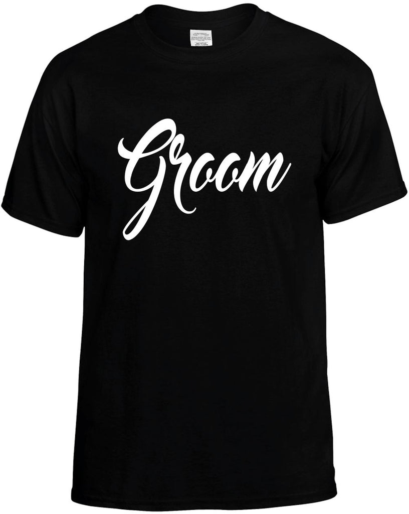 groom new font wedding party mens funny t-shirt black