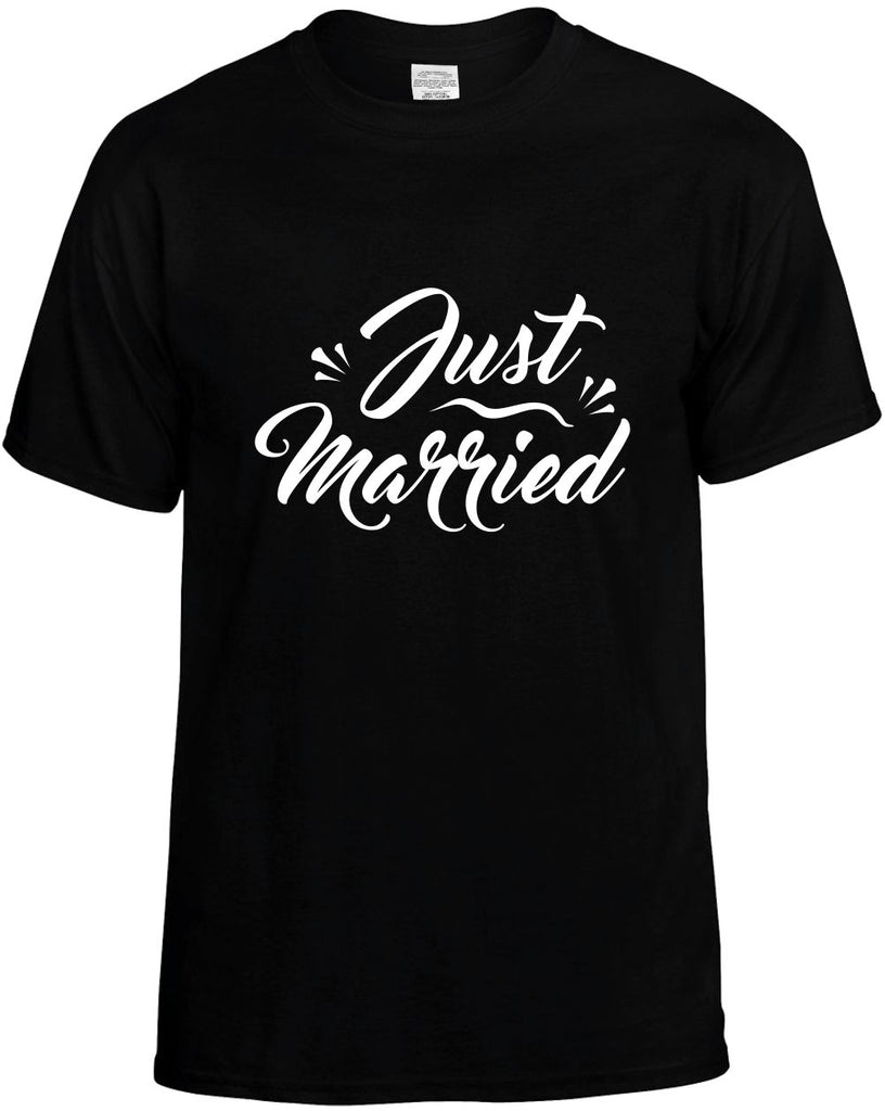 just married new font wedding mens funny t-shirt black