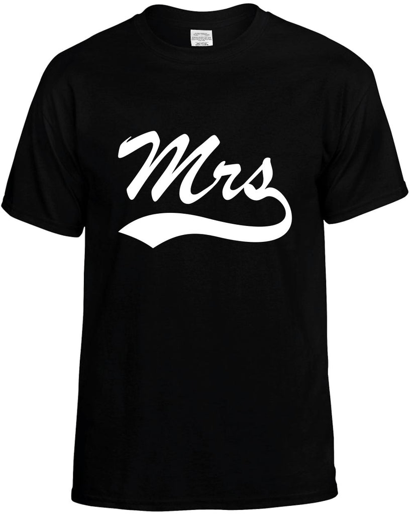 mrs baseball font bride wedding mens funny t-shirt black