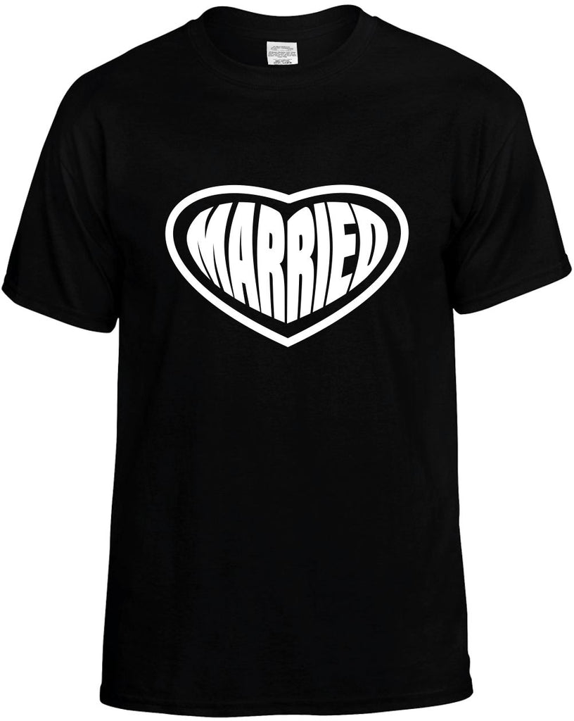 married heart wedding bride mens funny t-shirt black