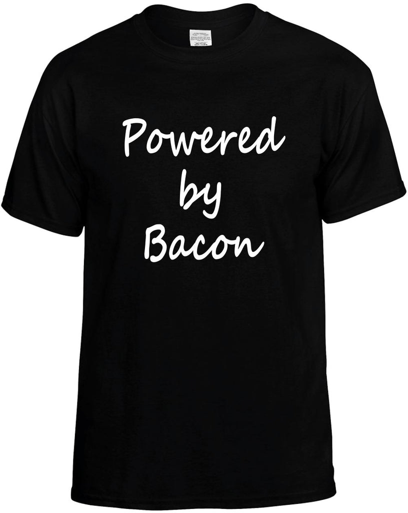 powered by bacon food bacon lover mens funny t-shirt black