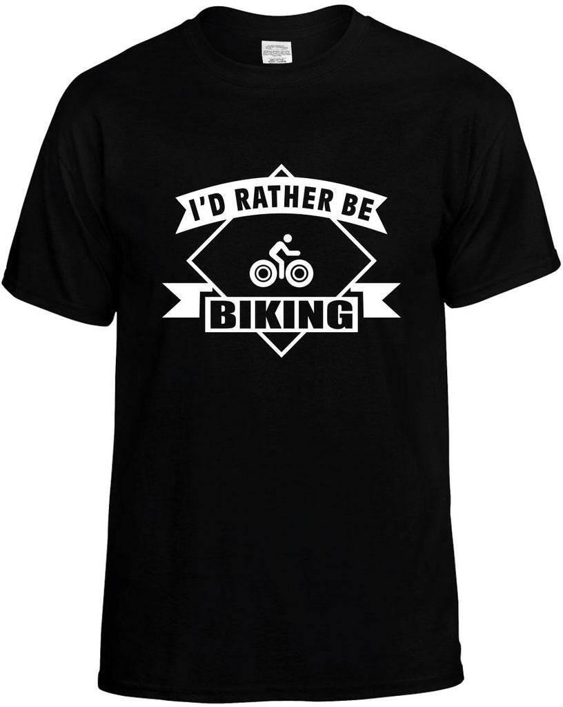 id rather be biking with banner mens funny t-shirt black