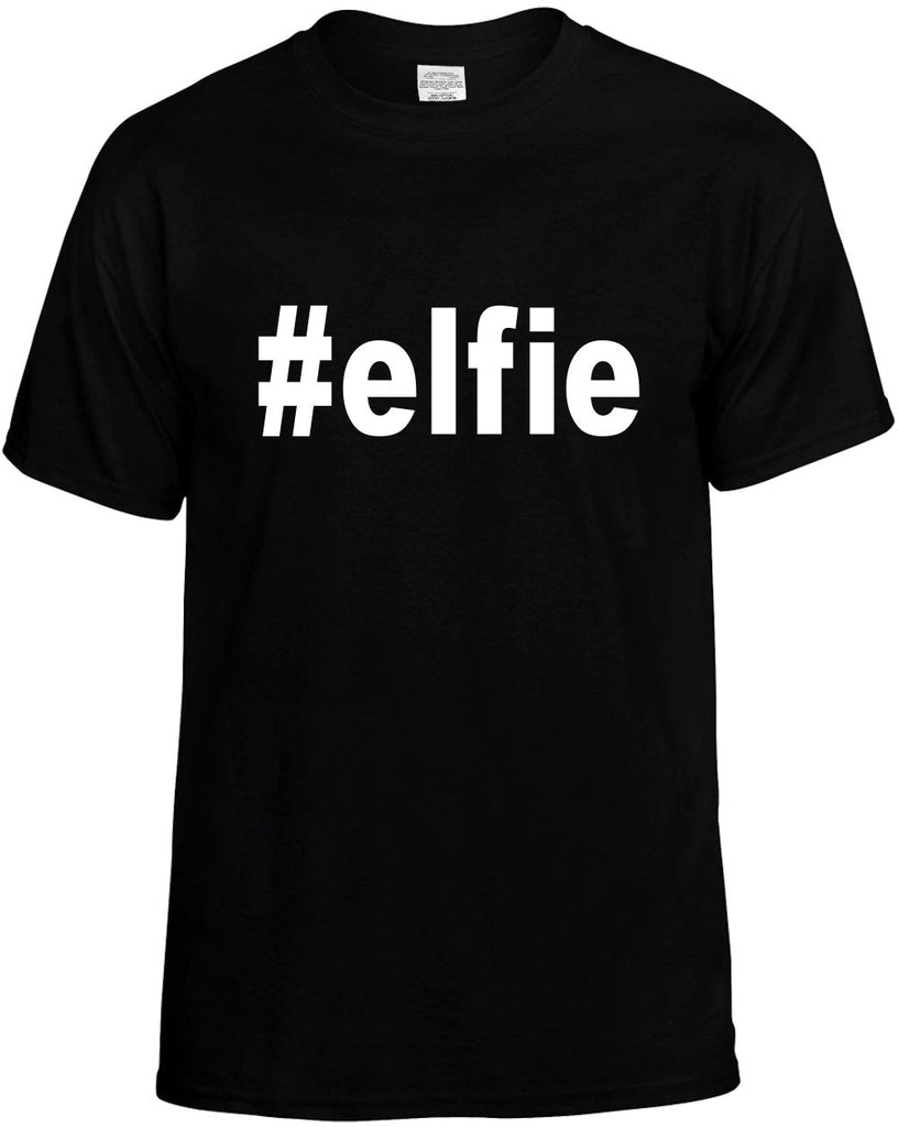 #elfie hashtag christmas holiday mens funny t-shirt black