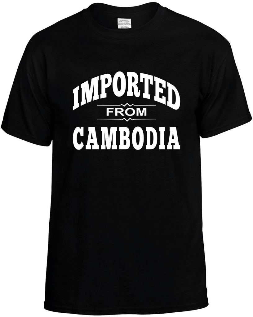 imported from cambodia mens funny t-shirt black