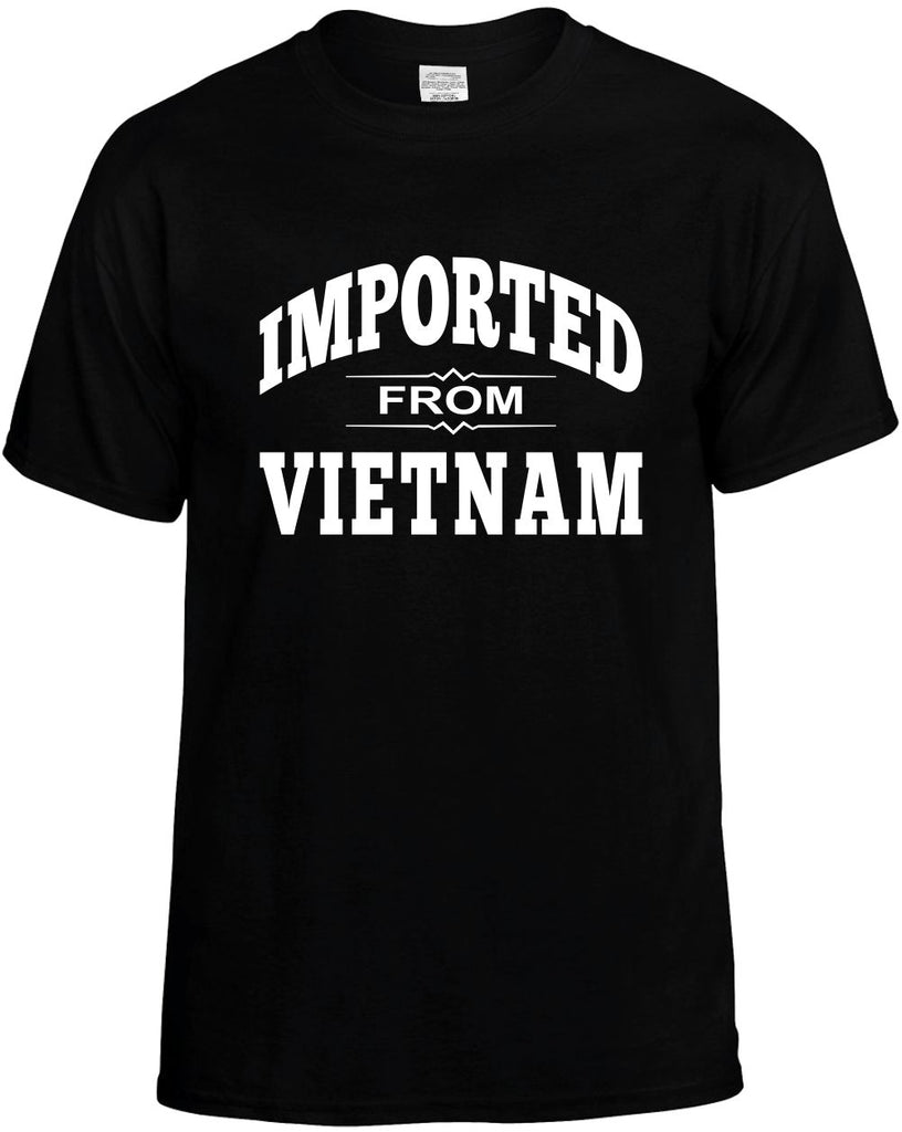 imported from vietnam mens funny t-shirt black