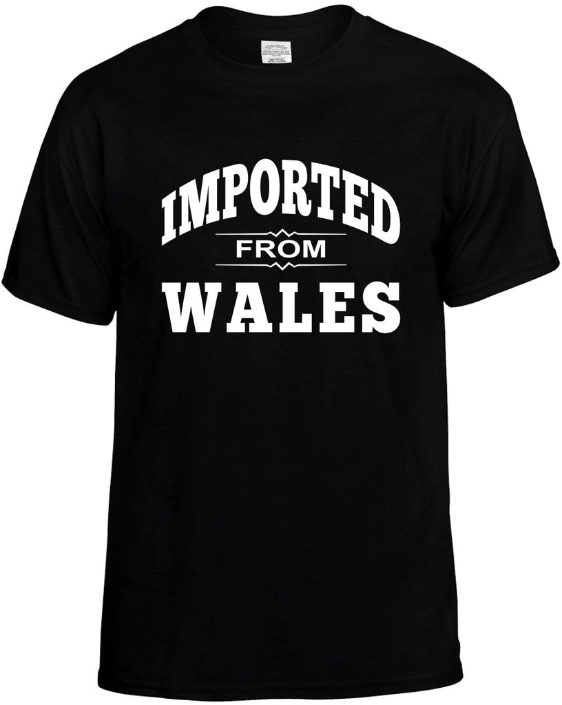 imported from wales mens funny t-shirt black