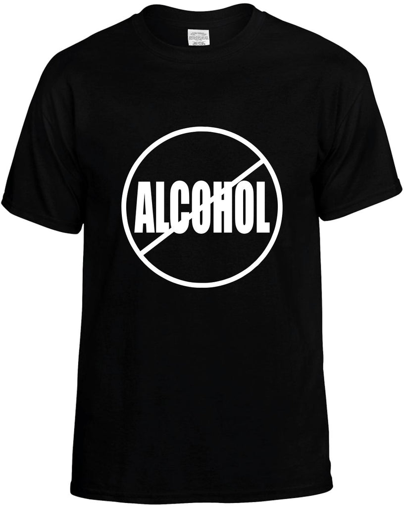 no alcohol anti-alcohol mens funny t-shirt black