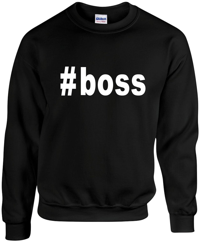 boss hashtag boss unisex crewneck sweatshirt black signature outlet novelty 