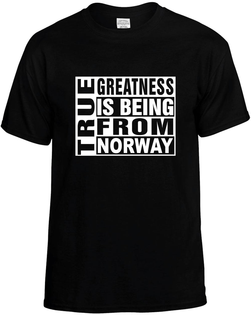 true greatness is being from norway mens funny t-shirt black