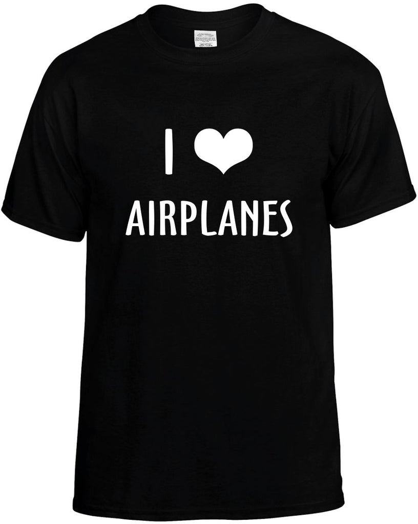 i love heart airplanes mens funny t-shirt black