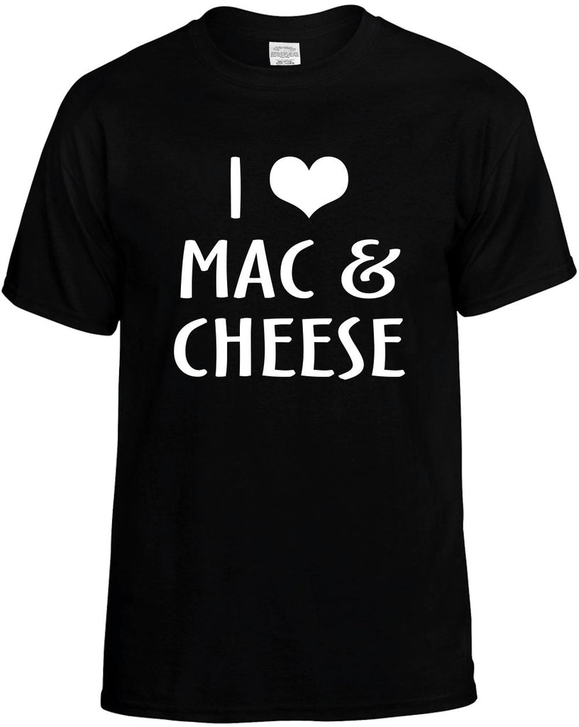 i love heart mac & cheese mens funny t-shirt black