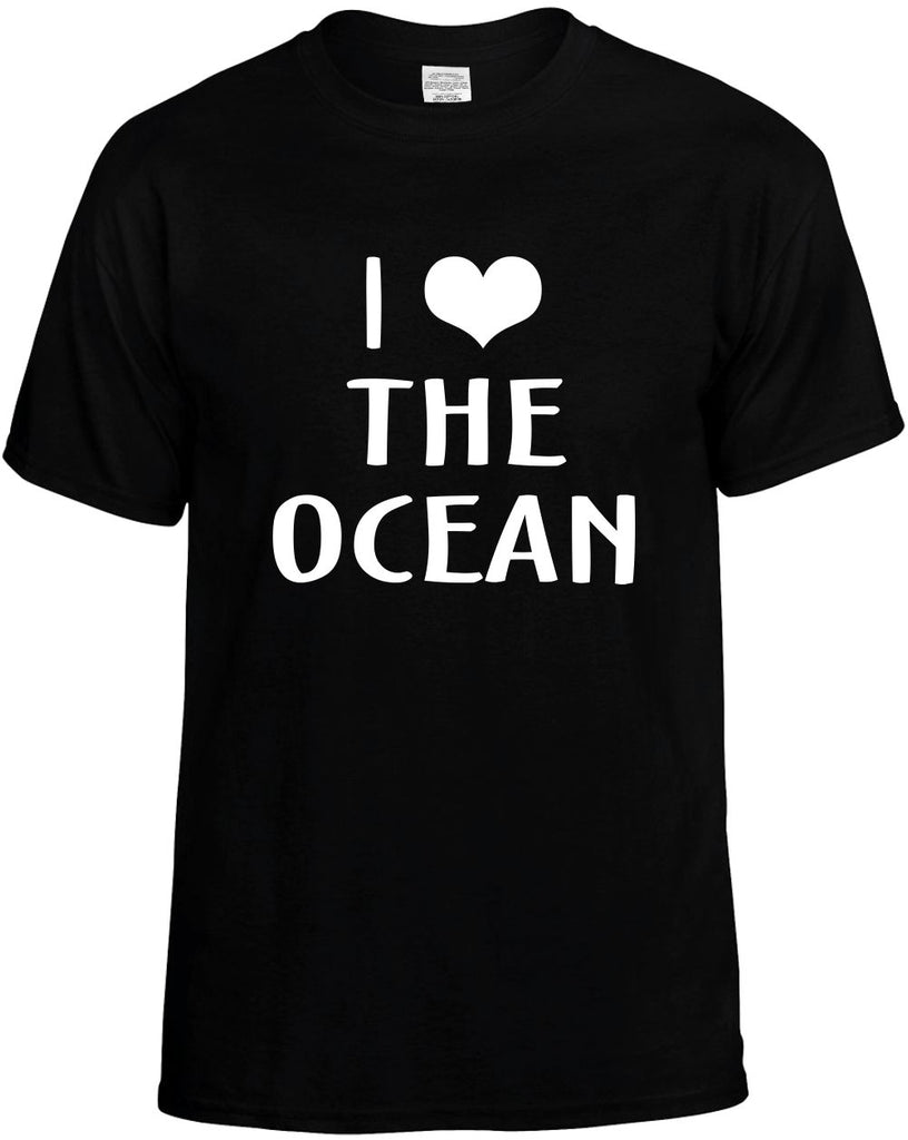 i love heart the ocean mens funny t-shirt black