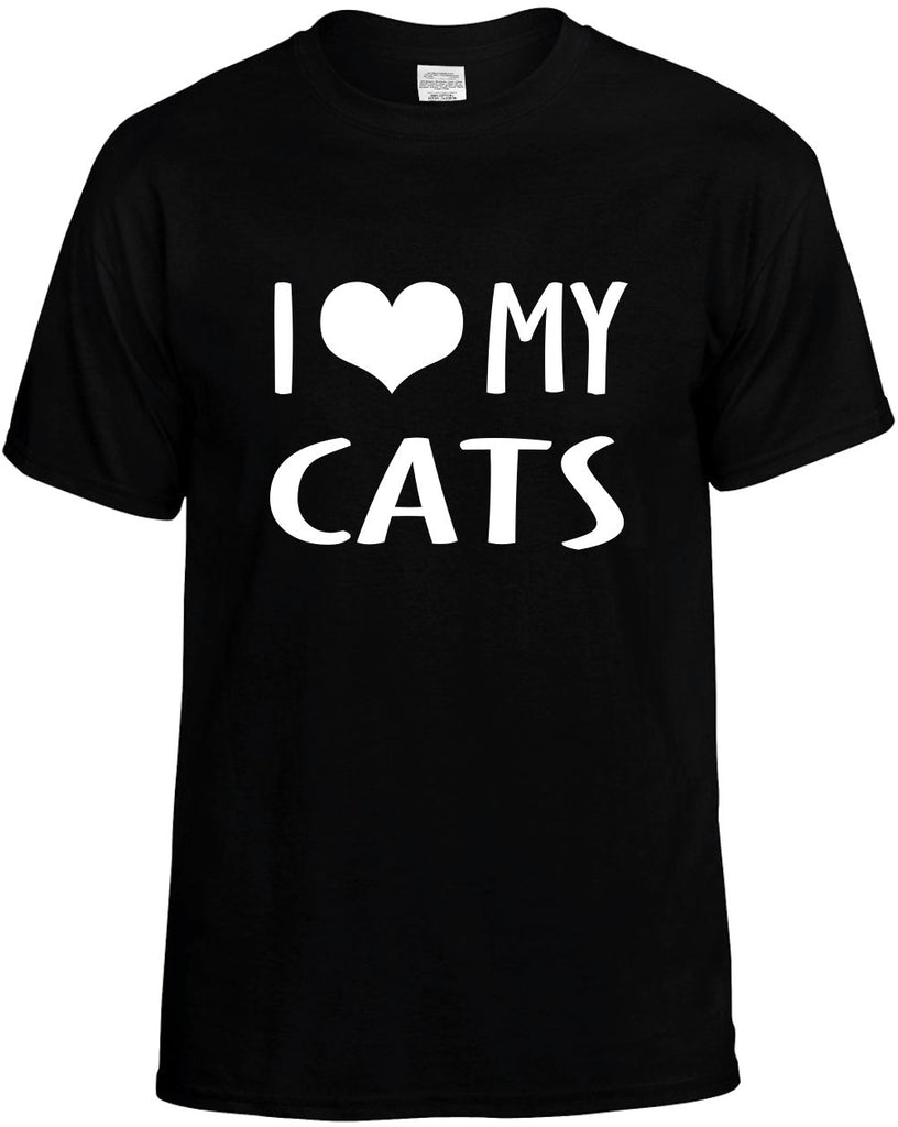 i love heart my cats mens funny t-shirt black