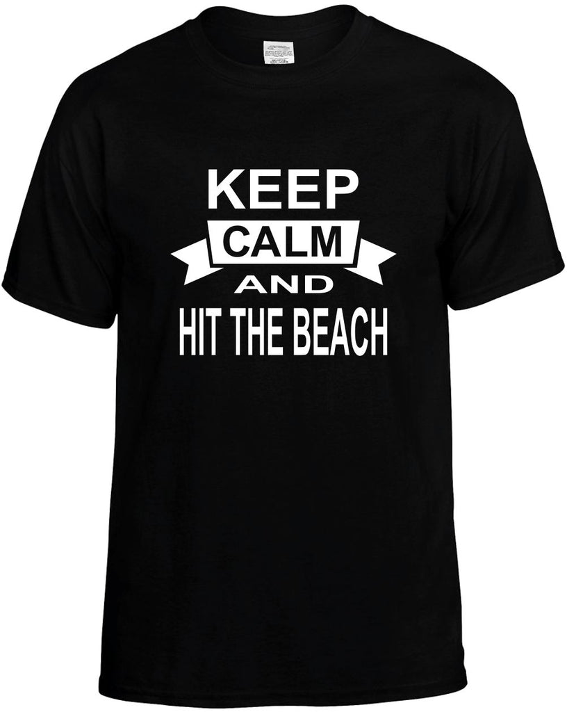 keep calm and hit the beach mens funny t-shirt black