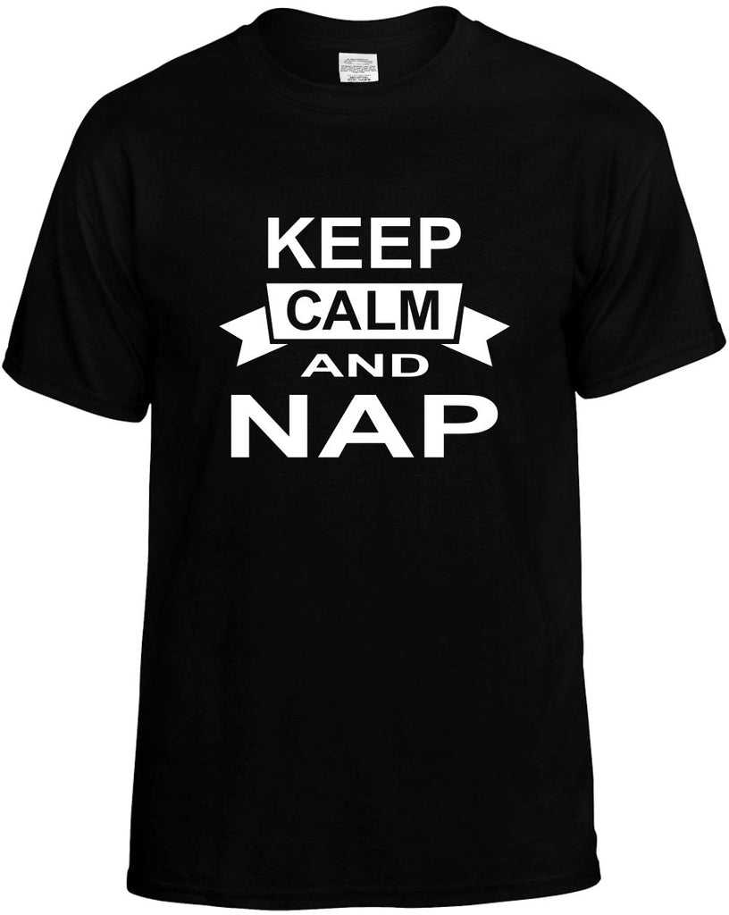 keep calm and nap mens funny t-shirt black